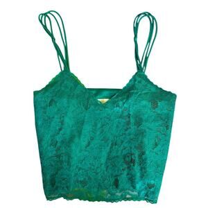 Victoria's Secret Gold Label Vintage Green Lace Camisole Top Size Small